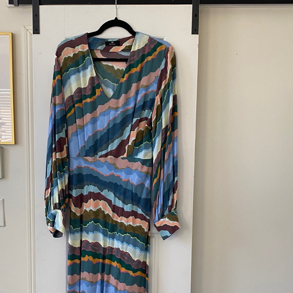 Paul Smith Multicolor Long Sleeve Midi Dress. US M.